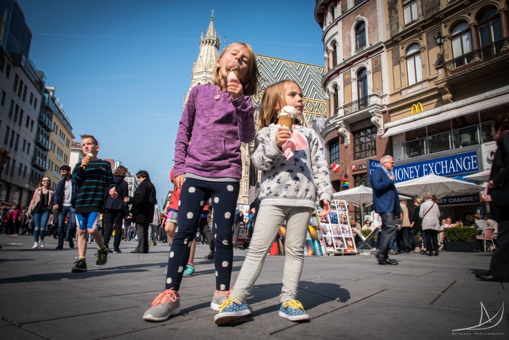 The girls eating ice cream in Vienna