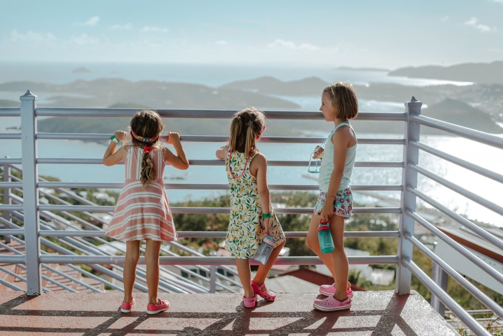 Girls looking out over St Thomas islands